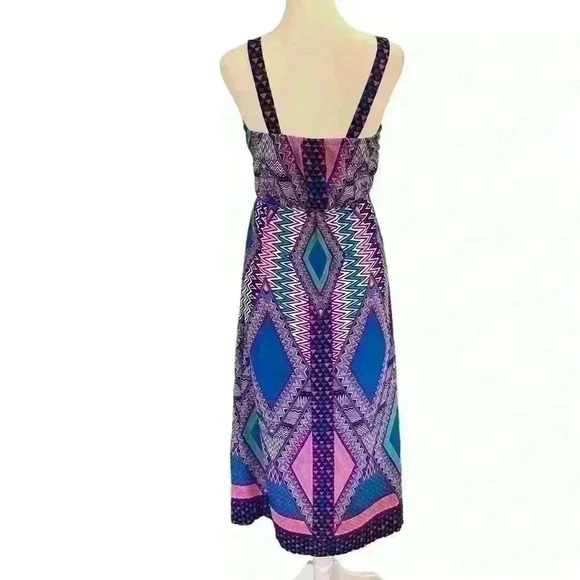 Paper Doll Maxi Sundress Size 12 Aztec Print Elastic Waist Casual Vacation Beach - Picture 5 of 8